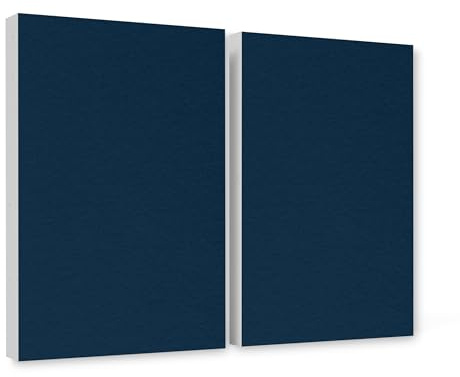 platino24 Schallabsorber COLORE aus Basotec G+ I Akustikpaneele mit Akustikfilz I 2 Wand-Paneele in Nachtblau I Akustikplatten zur Schalldämmung in Büro, Studio & Wohnung