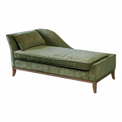 Loberon Chaiselongue Alphonse, grün | weich gepolstert, zierender Keder, klassisches Design, Sitzmöbel, Sofa, Eichenholz, Kiefernholz, Polyestersamt