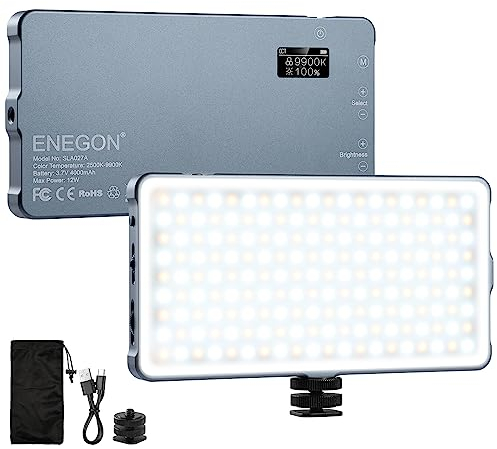ENEGON 4000mAh Luce Video LED 2500K-9900K Bicolore Montabile Ricaricabile USB con Mini Pannello per Fotocamere DSLR Professionali Foto Illuminazione