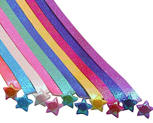 FSSTUD 200 Sheets Glitter Origami Stars Paper Folding Strips Package DIY Paper