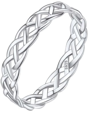 Silvora Damen Keltischer Knoten Ring 925 Silber Irischer Triquetra Fingerring 4mm/5mm Keltische Unendlichkeits-Knoten Silberringe für Verlobungsring Ehering Ringgröße 47（14.8）bis 67（21.4）