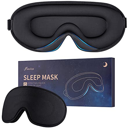 Schlafmaske Augenmaske für Frauen Herren Seide weicher Schaumstoff komfortable Schlafbrille Augenabdeckung Augenbinde in der Nacht Block Out Licht für Reisen Yoga Nap, schwarz
