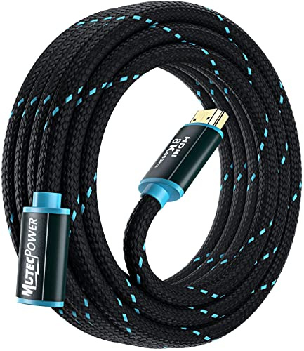 MutecPower Ultra High Speed 3 Meter HDMI 2.1V Verlängerungskabel Männlich zu Weiblich 48Gbps 8K@60Hz & 18Gbps 4K@120Hz mit HDR, VRR & eARC - 28 AWG 3m Stecker auf Buchse Kabel Blau/Schwarz geflochten