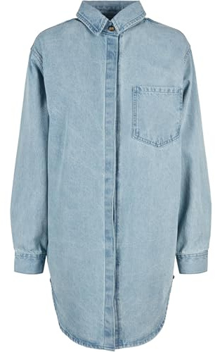 Urban Classics Vestido Camisero de Mezclilla de Gran tamaño para Mujer, Tintedlightbluewashed, XL