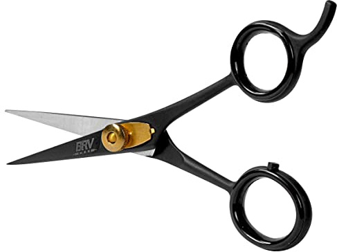 BRV MEN Razor Sharp Beard & Mustache Scissors - 5 - High Carbon Stainless Steel - Facial Hair Trimming Shears - RIGHT HANDED, Black