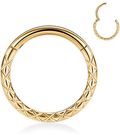AROWRO 16G Edelstahl Septum Clicker Daith Ohrringe Daith Rook Tragus Helix Knorpel Lobe Septum Piercing Schmuck Schlange/Pyramide/Pfeil/Stern Design Aufklappbarer Segmentring
