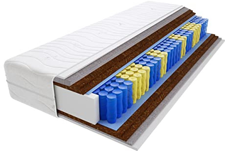 Godre Matratze 100x200 cm Doppelmatratze, H5 Sehr hart Federkernmatratze, Taschenfederkernmatratze 13 cm Hoch Kokosfaser Rosshaar Hypoallergene, HR-Schaum, Wendematratze mit Klimafaser Vela Mini