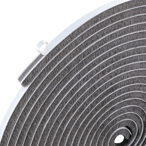 COUMENO 10m Selbstklebende Bürstendichtung für Türen & Fenster, 9mm x 9mm. | Rückstandsloses Wasserdichtes Dichtungsband, Graue Bürstendichtung für Rolladen & Schränke, Wind-, Staub- und Insektendicht.