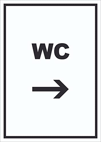 HB-Druck WC Schild mit Text und Richtungspfeil rechts Toilette Klo hochkant A4 Rückseite selbstklebend