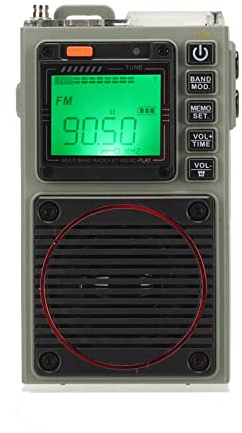 Tragbares Radio, Batteriebetrieben, Kurzwellen Langwellen Funkempfänger mit SOS Alarm, Full Band FM VHF AM SW WB, Batteriebetriebenes Bluetooth Digitalradio für Zuhause, Küche und