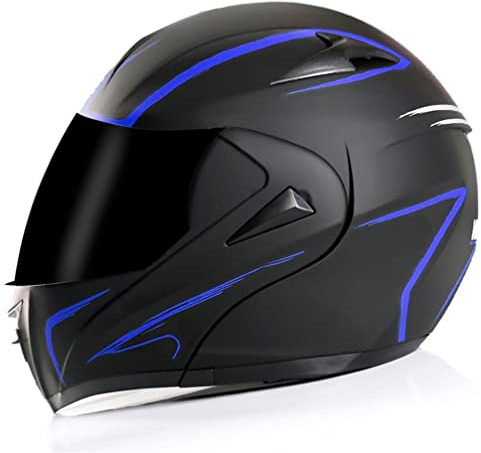 MOTESEN Erwachsene Klapphelme Motorrad für Frauen und Männer Standard Motorrad Touring Motorrad ABS Geeignet für Frühling, Herbst und Winter DOT-geprüfte Vollvisierhelme
