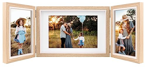 AVEAX Bilderrahmen für Mehrere Bilder – 3 Bilderrahmen Collage für 10x15 cm und 13x18 cm Fotos, Holzmaserung