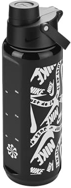 NIKE TR Renew Recharge Chug Bottle 24 oz Graphic in nero/nero/bianco, capacità: 709 ml, N.100.7637.069.24