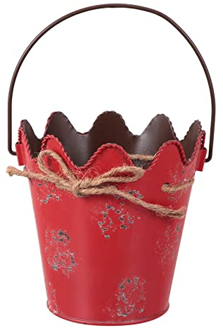 BESTonZON Eiseneimer Blumeneimer Retro-Stil Mit Griff Für Wohndekoration Desktop-dekor Blumentopf-landschaftsdekoration Blumenvase Mit Wellenförmigem Design