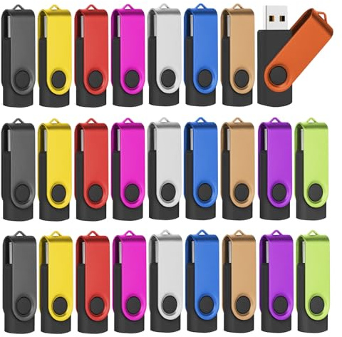 EASTBULL (Not 128GB) 128MB Flash Drive Bulk 50 Pack with Lanyards Thumb Drive Bulk USB 2.0 Memory Stick Swivel Pen Drive for Storage and Backup(128MB 50Pack, Mixed Color)