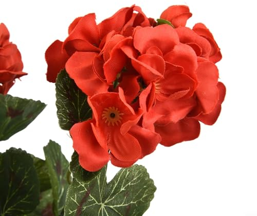 CWOQOCW Künstliche Blumen, künstliche Begonie, Seide, Geranienpflanze, Blumen für Garten, Zuhause, Büro, Party, Dekoration, rot (rot)