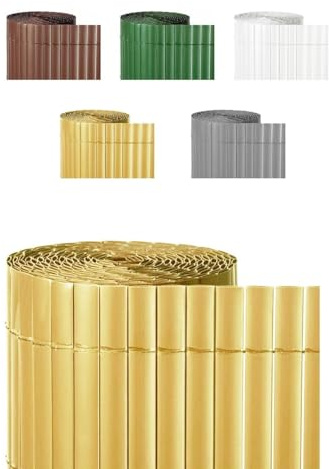 JARDIN202 - Cañizo PVC Doble Cara 1400gr/m² | Valla ocultación | Resistente a Rayos UV | Bridas Fijación Incluidas | 1x3m (Caña)