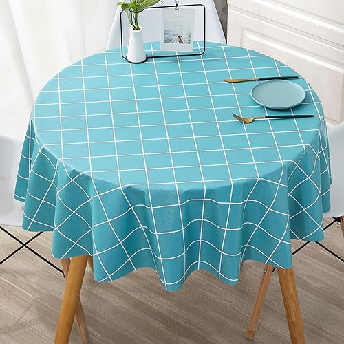 XQSSB Abwaschbar Tischdecke Eckig Scratch Resistance Wear Resistance Wasserdicht Stoff Tischtuch Tischwäsche Blue A 160cm Round Diameter