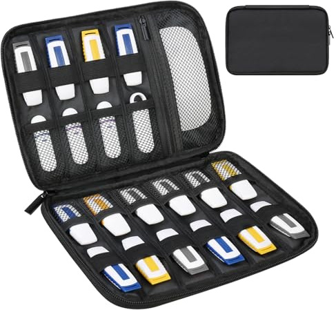 Lacdo USB Flash Drive Case Thumb Drive Portable Electronic Accessories Storage Bag para SanDisk/SamData/Samsung USB Flash Drives Jump Drive Memory Stick, SD Card, Cables, Negro