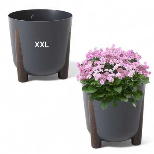 MELTOM Blumentopf mit Füßen Rund Übertopf Pflanztopf XXL - DxH: 34 x 32 cm (ANTHRAZIT)