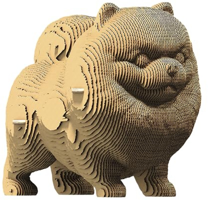 CARTONIC Zwergspitz Hund 3D-Puzzle aus Karton – Skulptur-Bausatz | 72 Teile, 16 × 14 × 10 cm – Bastelset aus recycelter Pappe zum Stecken & Bemalen, für Jugendliche & Erwachsene, Geschenkidee