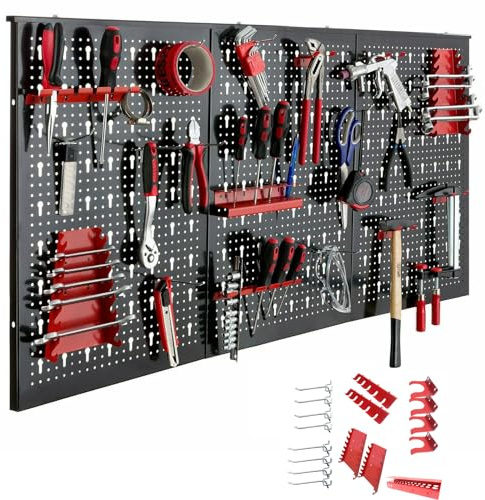 CEEDIR 17tlg Werkzeugwände Werkzeugwand 120 x 60 x 2 cm Werkzeuglochwand aus Metall Werkzeughalter Set mit Haken und Halterungen für Werkstatt
