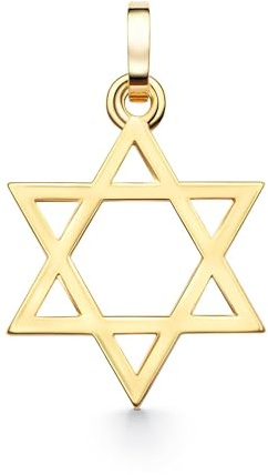 EDELIND David Stern Anhänger Kettenanhänger Davidstern 585/14 Karat Gelbgold Echtgold für Damen Herren Goldanhänger für Kette Höhe 16 mm mit Schmuck Geschenk Box