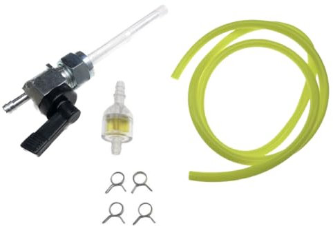 Benzinhahn Benzinfilter Benzinschlauch Gelb Set passend für Simson S51 S50 S70 S83 SR1 SR2 Spatz Star Sperber – Mit Schlauchklemmen