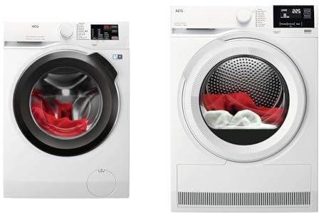 AEG L6AMZ49FL Waschmaschine/Serie 6000 mit ProSense® / 9,0 kg & TR7T60580 / Wärmepumpentrockner/SensiDry – schonend und energiesparend