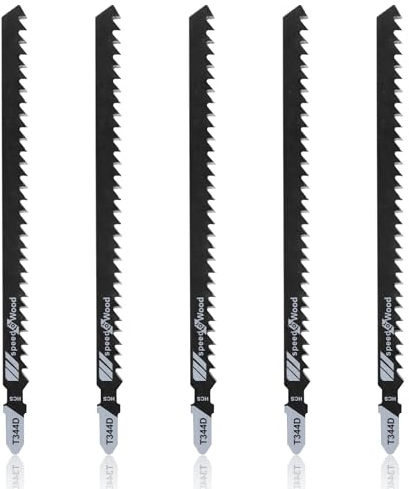 Rierousy 5 Pezzi Lame Seghetto Alternativo Set, Lame Seghetto Alternativo Legno Ideale per Tagliare Legno, Tubi di Plastica e Ossa di Carne Congelata, Ecc (5pcs-T344D152mm)