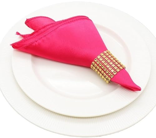 Stoffservietten,Servietten Stoff 50 stücke Servietten Hochzeit Dekoration Tuch Quadrat Satin Stoff Taschentuch Serviette Party Hause Liefert Abendessen Tisch Dekoration 30cm(Fuchsia)
