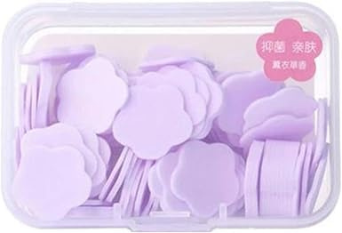 ZhangyiHot 100 st lila mini bärbara rese tvål pappersark, blomform engångspapper tvålflingor, handtvätt rengöring tvätt hand toalettpapper tvålark fot- och handvård (ZS582)