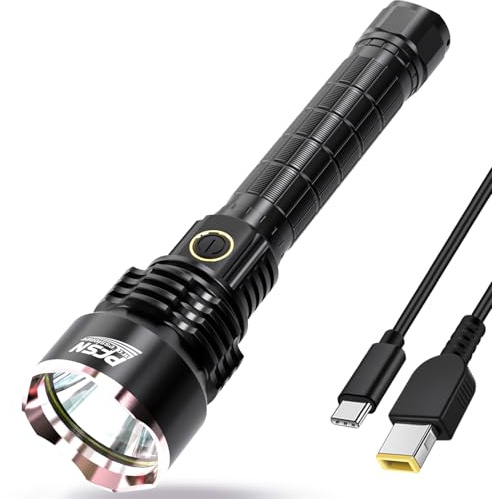 PFSN LED Torches Super Bright 6000 Lumen, USB C Fast Charge, 400M Long Range, IP65 Waterproof, Rechargeable Tactical Torch Battery Powered, Best Powerful Flashlight for Outdoor Camping Hiking Hunting