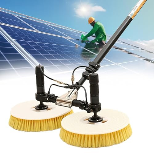 Eastnmythet Solar Panel Cleaning Brush Telescopic Rod, Electric Dual Head Solar PV Panel Cleaning Machine, Solar Cleaner Robot,Mains Electricity-5.5m/18ft