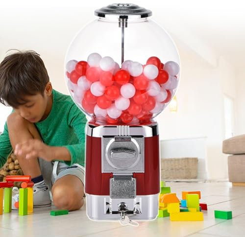pealiritansemen Vending Machine, Candy Capsule Dispenser for retail stores, Commercial Gumball Machine, Capsule Toy Vending Machine, for cinemas, Arcade,Red