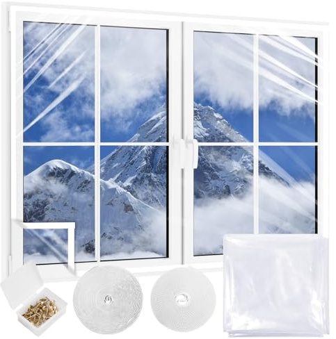 74×79inches Window Insulation for Winter,Plastic Window Cover for Winter,Thermal Window Insulation Kit for Winterizing,Thick Transparent Window Seal Film for Winter Window Covering