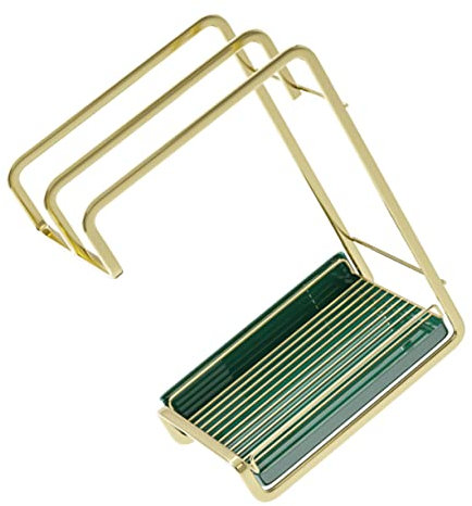 SHOWERORO Wall Hanging Kitchen Duster Cloth Rack Gold Metal Storage Stand Drainage for Sponge and Towel Organizer, Space-Saving Bathroom and Kitchen Accessory