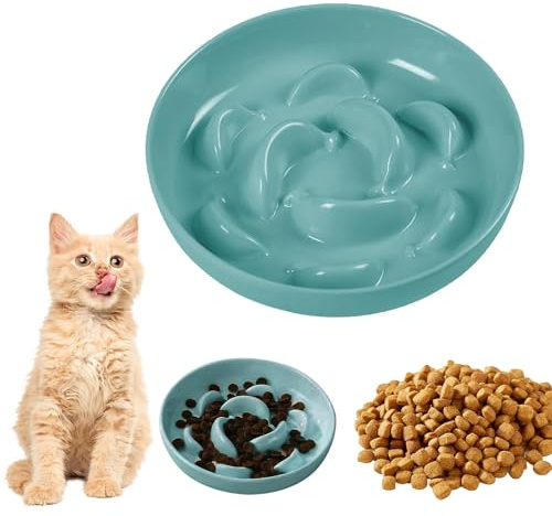 Gatto Ciotola Anti Ingozzamento 16 x 16 x 3.2 CM Ciotole per Gatti Progettazione di Labirinti Interattivi Gioco Gatto Interattivo Antivomito Facile da Pulire