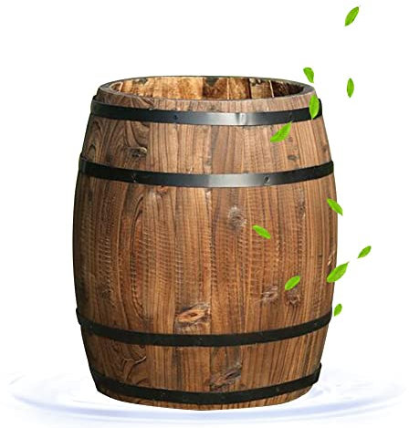 CAFIEDR Round Wood Planter, Solid Wood Flower Pots High Barrel Cylinder-shaped Large Wooden Flower Pot Balcony/living room/garden/courtyard 6 Sizes (A 25x30x22cm)
