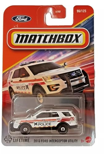 Matchbox Ford Interceptor Utility Diecast Car, 1:64 Scale, White, 2016 Model