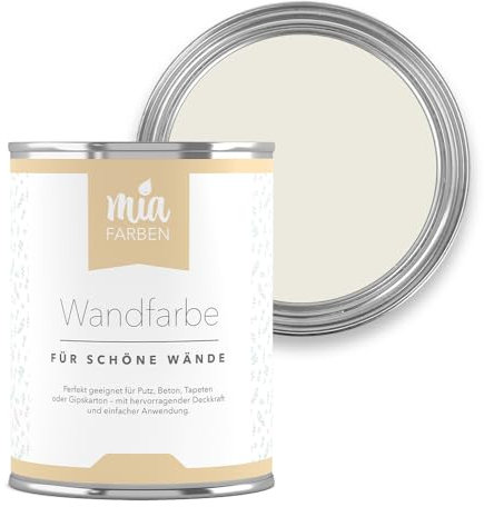miafarben Wandfarbe für Wände & Tapeten 2,5L - sanfte, matte Farbtöne, hochdeckend (Elegantes Elfenbein)