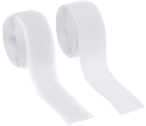 YELARXI Sew on Hook and Loop Tape, 1 Inch Width Non-Adhesive Back Nylon Sewing Fastener Strips Interlocking Fabric Tape 1 Yards Fit for Clothing Crafts Sewing DIY Project - (White)