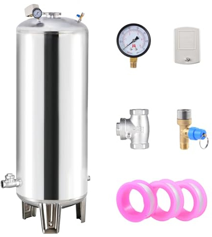 200L/52.8Gal Fully Automatic Well Pressure Tank,Stainless Steel Water System Pressure Tank,Stainless Steel Water Pressures Tanks W/Mounting Kit for Well Pump/Waters System,Agricultural,Residential