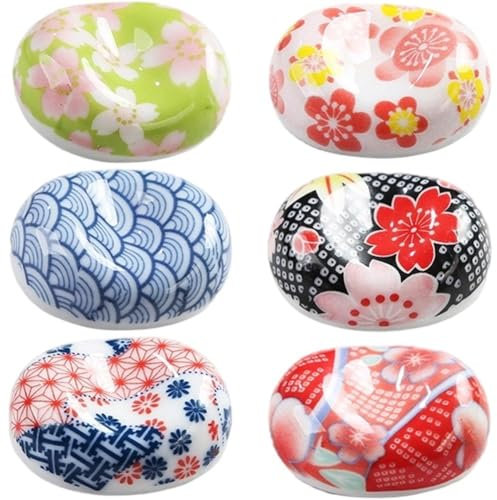 Muteitt japansk stil ätpinnar viloset, 6 st keramiska ätpinnar hållare servis skedhållare vila kniv och gaffelhållare bestickhållare stativ kökstillbehör