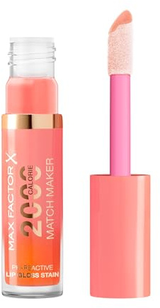 Max Factor 2000 Calorie Match Maker Lip Gloss & Stain, 010 Bubbly, pH-reactive Formula, Instant Glossy Glow, Nourishing with Hyaluronic Acid & Squalane, Non-Sticky, Fuller Looking Lips, 4.4ml