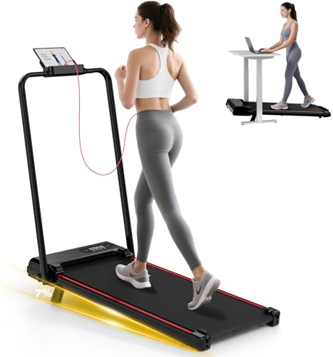 HomeFitnessCode Folding Treadmill,Walking Pad 2.5HP Under Desk Treadmills for Home,1-8km/h Speed Range,LED Display & Remote Control,No Assembly