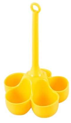 Jooehyer Cocedor de Huevos de Silicona de 5 Orificios, Bandeja para Huevos Vapor Resistente una Altas Temperaturas, Herramientas Alimentos Complementarios Calidad Alimentaria, Amarillo