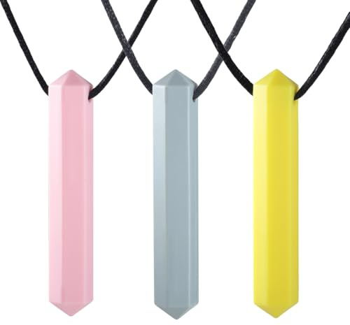 JYNXOR 3 Pcs Collier De Mastication, Colliers Tdah Objet Concentration, Collier a Macher Enfant Tdah, Machouilleur Enfant, Autisme Materiel Enfant, Objet Anti Stress Adulte Objet Tdah, 3 Ans Et Plus