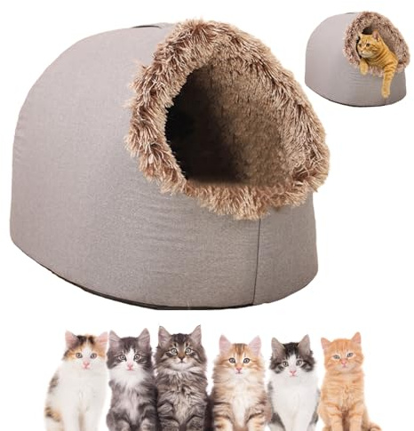 Katzenhöhle, 2026 Neu Kuschelhöhle Katze Winterhöhle Hundehöhle Plüsch Haustierhöhle für Katzen Kleine Hunde (Grau 01, Groß)