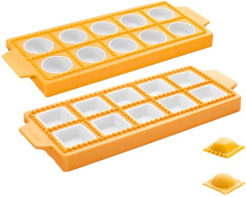 2 Stück 10er Viereckig Und Rund Ravioli Maker, Ravioli Former, Ravioli Ausstecher Und Ravioli Form, Praktische Haushaltshelfer Für Traditionelle Teigtaschen